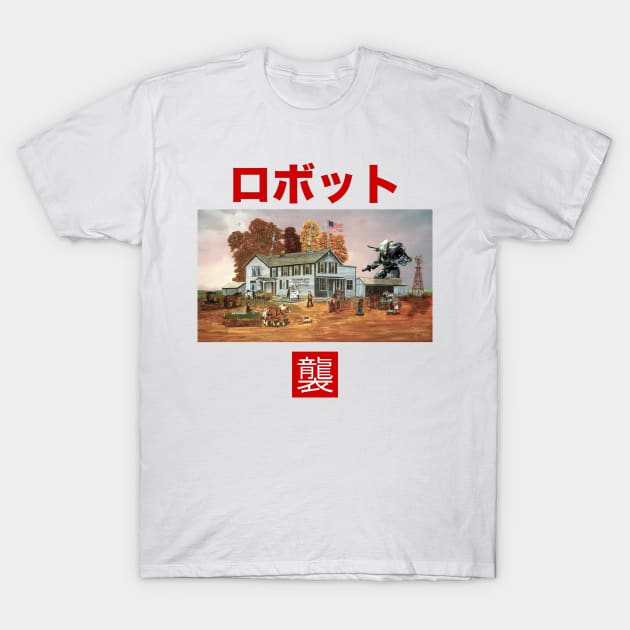 MECHA ATTACK - OLD PAINTING MASHUP WITH ROBOTS T-Shirt by PixelatedPixels